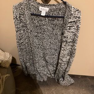 Longline black and white cardigan with belt EUC